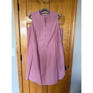 Woman Within Pink Chambray Pintuck Sleeveless Shift Dress Plus Size 16W